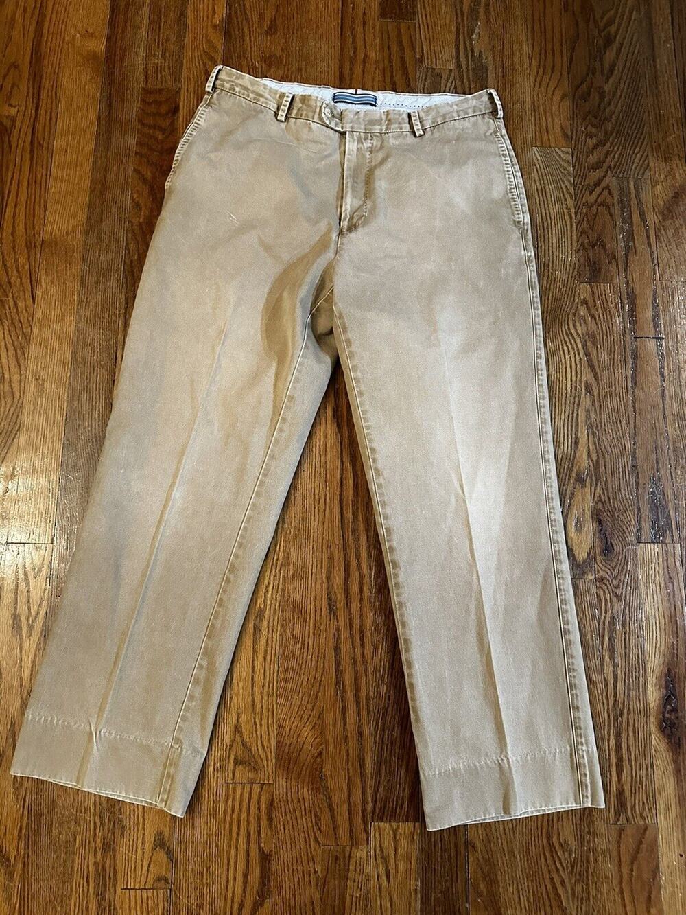 Peter Millar Pants Mens 34 x 26 Tan Flat Front Khaki